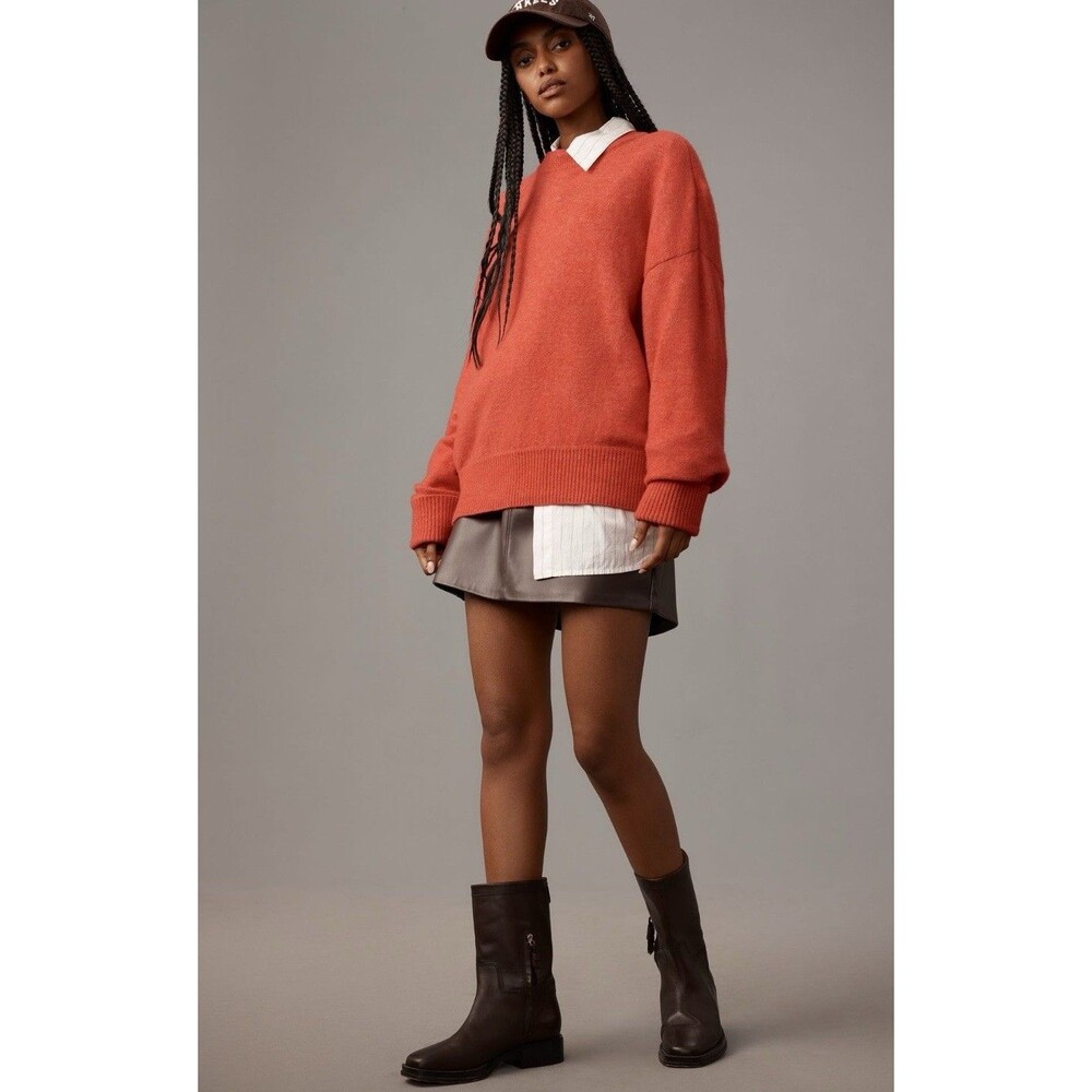 Anthropologie Pilcro Sweater Women Red Juno Crew Neck Preppy Comfy Size XS NWT